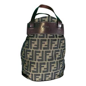 Fendi Zucca Small Tote Handbag Brown Vintage y2k Canvas/Leather - $800 Retail